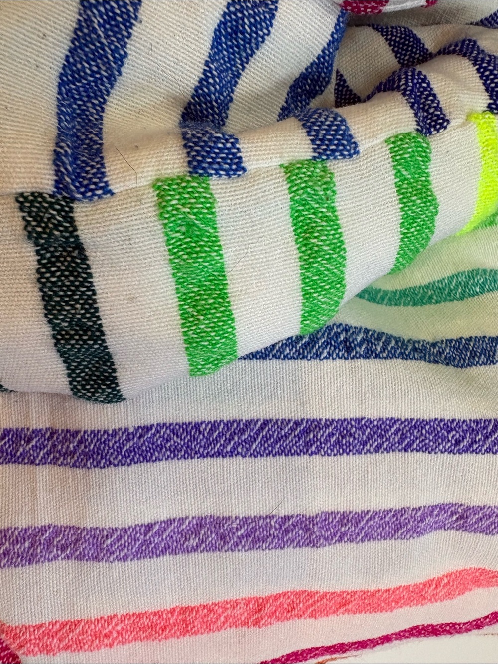 Las Bayadas Rainbow Stripe Towel Blanket + Tote Bag Set | Made in Mexico - Picture 3 of 7